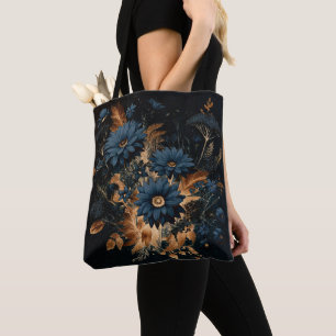 Dunkel Marineblau und Gold Rustikale Florale Boho