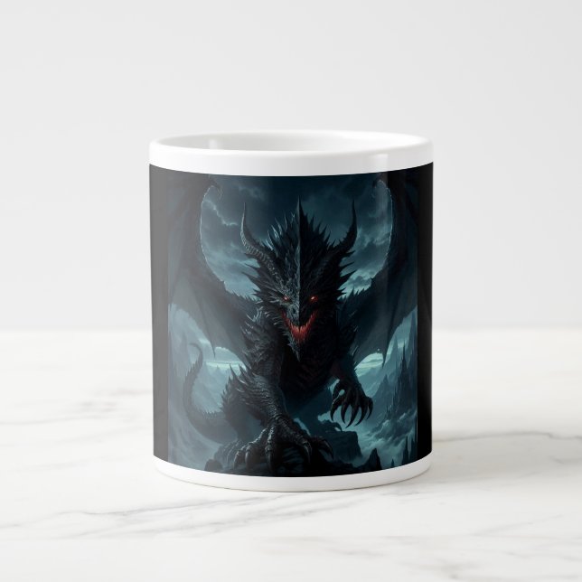 Dunkel, mittelalterlicher Drache Jumbo-Tasse (Vorderseite)