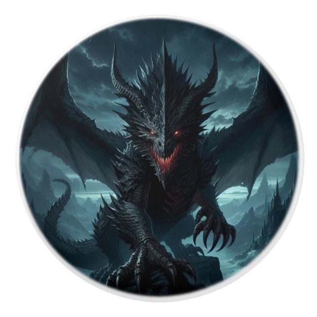 Dunkel, mittelalterlicher Drache Keramikknauf (Vorderseite)