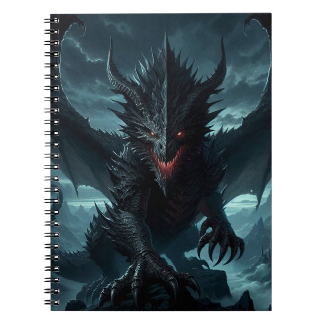 Dunkel, mittelalterlicher Drache Notizblock (Vorderseite)