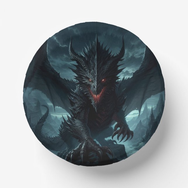 Dunkel, mittelalterlicher Drache Pappteller (Vorderseite)