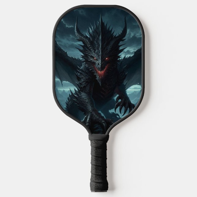 Dunkel, mittelalterlicher Drache Pickleball Schläger (Vorderseite)