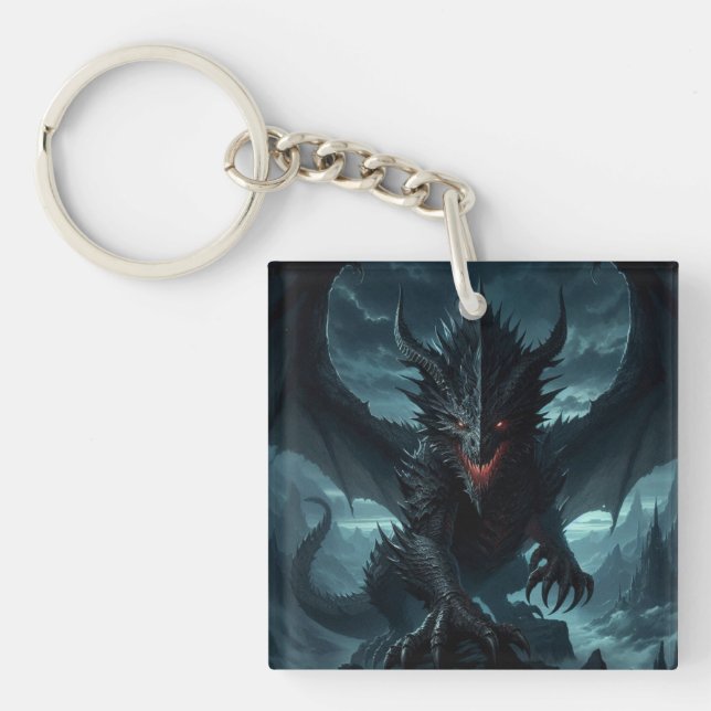 Dunkel, mittelalterlicher Drache Schlüsselanhänger (Vorderseite)