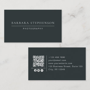 Dunkel modern, einfach, qr-Code, Fotografie Visitenkarte
