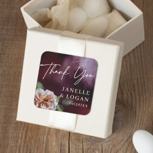 Dunkel + Moody Rustikale Gastgeschenk Hochzeit Quadratischer Aufkleber