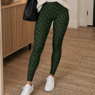 Dunkel Olivgrüner Gepardendruck Leggings