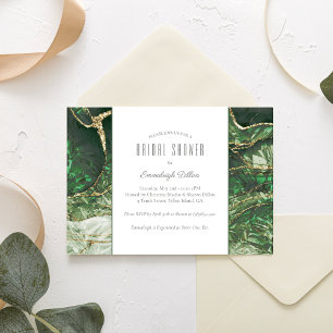 Dunkel Olivgrüner Smaragd-Bridal-Shower-Schmuck Einladung