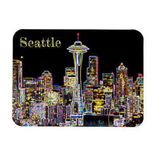 Dunkel sei die Nacht - Leuchtende Seattle Skyline Magnet