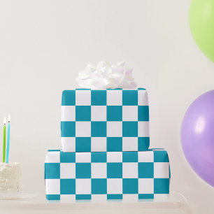 Dunkel türkis kariert geschenkpapier