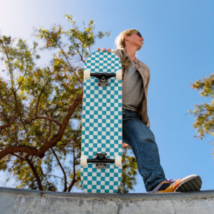 Dunkel türkis kariert  skateboard