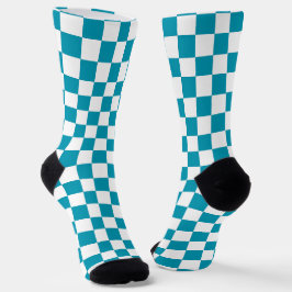 Dunkel türkis kariert  socken