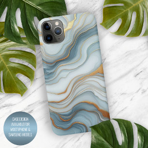 Dunkel Türkisgrau Hellblau Gold Marmor Kunst Muste iPhone 15 Pro Max Hülle