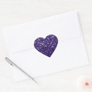Dunkel ultra violett lila Glitter Funken Herz-Aufkleber