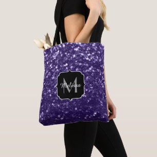 Dunkel ultra violett lila Glitter Funken Monogramm