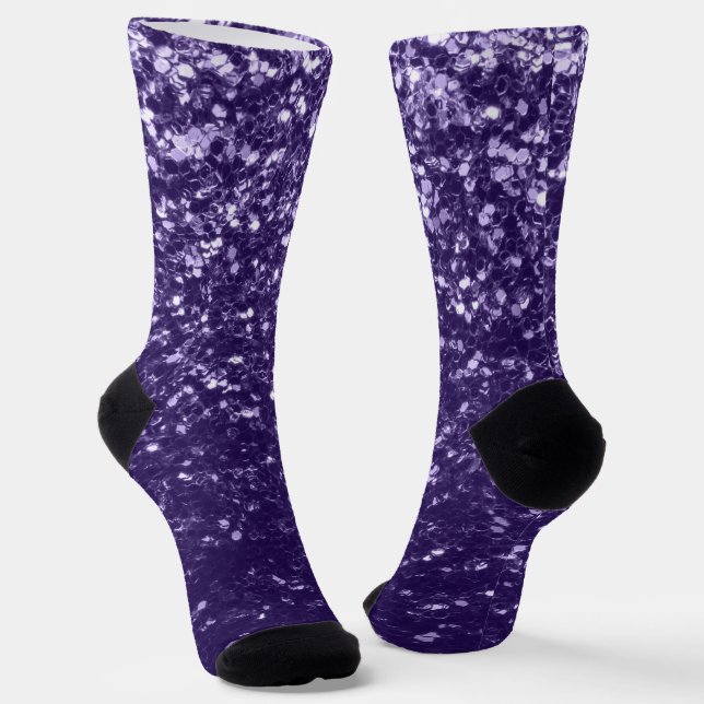 Dunkel ultra violett lila Glitzer Glitzern Socken (Gewinkelt)