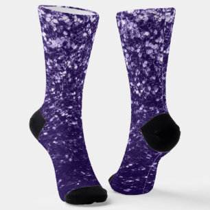 Dunkel ultra violett violetter Glitter funkelt Socken