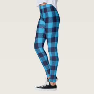 Dunkel und hellblau karierte Muster Leggings