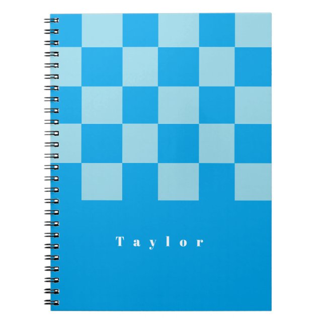 Dunkel und hellblau quadratische Blockmuster Notizblock (Vorderseite)