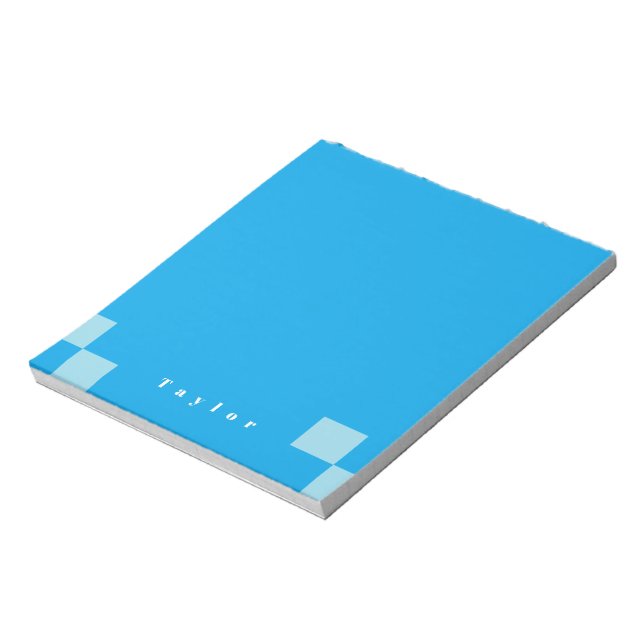 Dunkel und hellblau quadratische Blockmuster Notizblock (Rotiert)