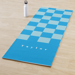Dunkel und hellblau quadratische Blockmuster Yogamatte