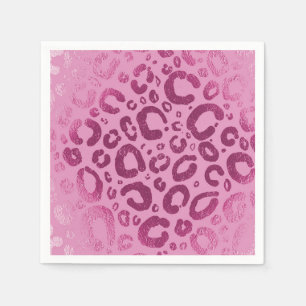 Dunkel und leicht rosa Glam Leopard Print Party Serviette