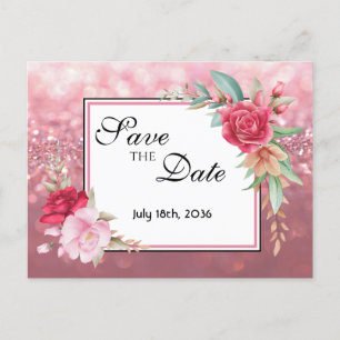 Dunkel und leicht rosa Rosen Save the Date Ankündigungspostkarte