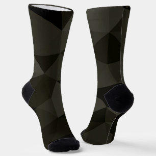 Dunkelarmee graubraunes, schwarzes geometrisches M Socken