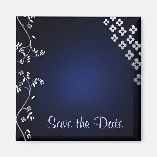 Dunkelblau-asianisches Thema Save the Date Magnet (Vorne)