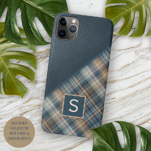 Dunkelblau Beige Braunes Braun Kariertes Gingham-M iPhone 16 Pro Max Hülle