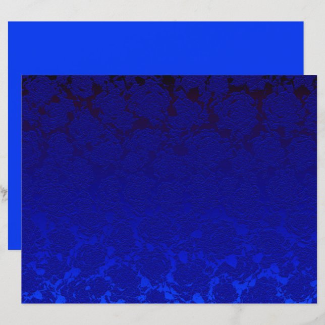 Dunkelblau Blütensukkulent Muster Metallic (Vorne/Hinten)