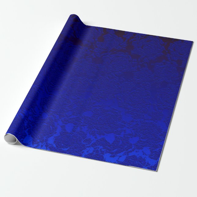 Dunkelblau Blütensukkulent Muster Metallic Geschenkpapier (Ungerollt)