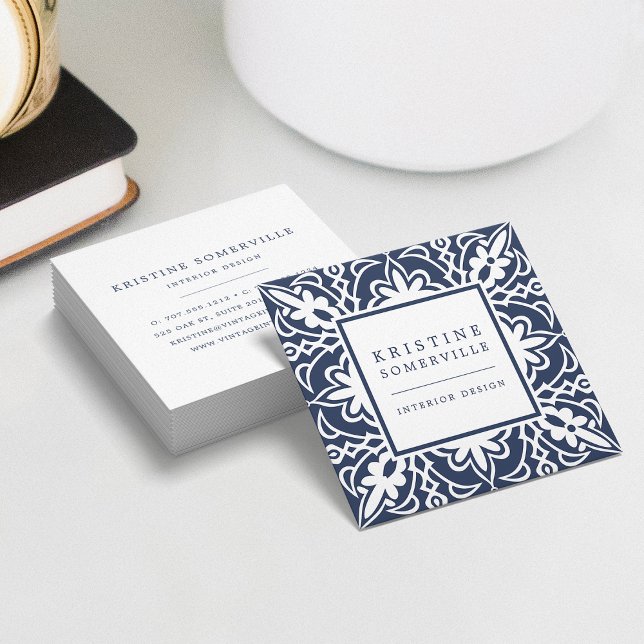 Dunkelblau | Eleganter Platz im marokkanischen Sti Quadratische Visitenkarte (Von Creator hochgeladen)
