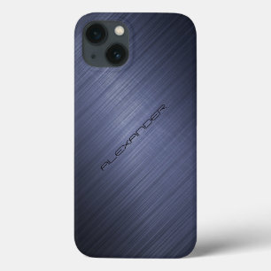 Dunkelblau gebürstetes Aluminium-Metal-Look 2-Mono Case-Mate iPhone Hülle