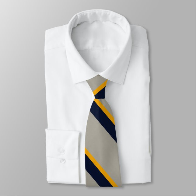 Dunkelblau, gelb, grau gestreift, texturierte Nack Krawatte (Gebunden)