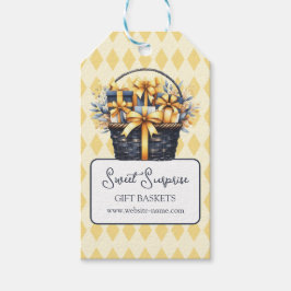 Dunkelblau-gelbe Körbe Geschenkanhänger