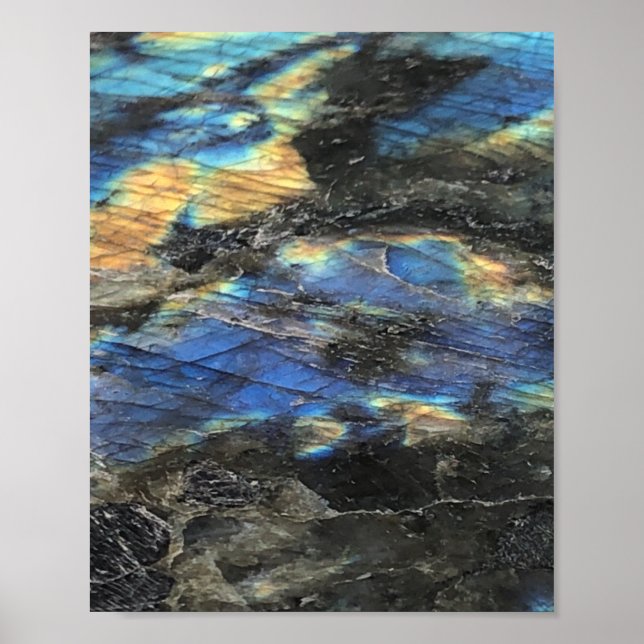 Dunkelblau-gelbe Labradorite-Kristall-Print-Poster Poster (Vorne)