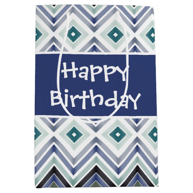 Dunkelblau Gemustert Mittlere Geschenktüte (Vorderseite)