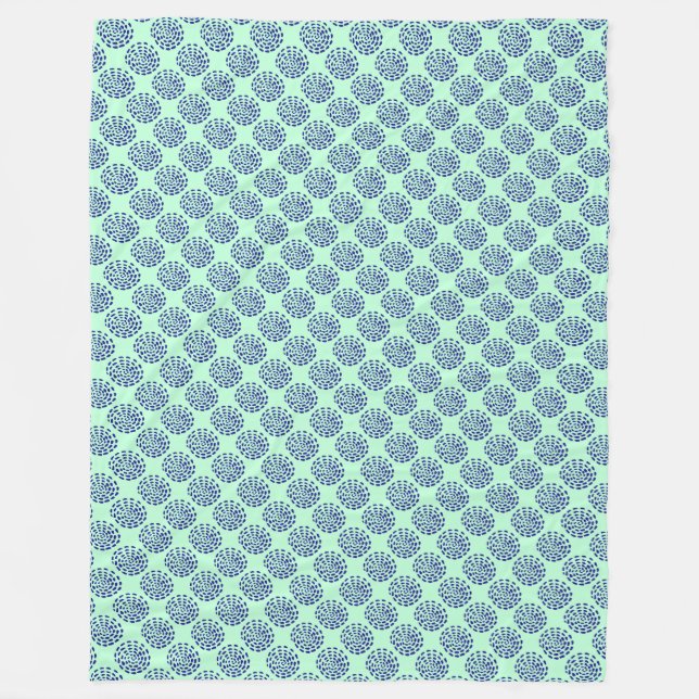 Dunkelblau gestreiftes Kreismuster auf blau Fleecedecke (Vorderseite)