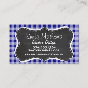 Dunkelblau Gingham; Vintage-Schultafel-Look Visitenkarte