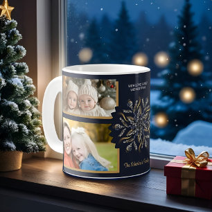 Dunkelblau & Gold Midnight Sparkle Sterne Neujahr  Kaffeetasse