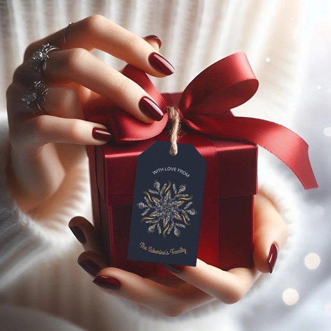 Dunkelblau & Gold Mitternachts-Funkelsterne Neujah Geschenkanhänger (Von Creator hochgeladen)