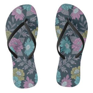 Dunkelblau, grün und Lila Flip Flops