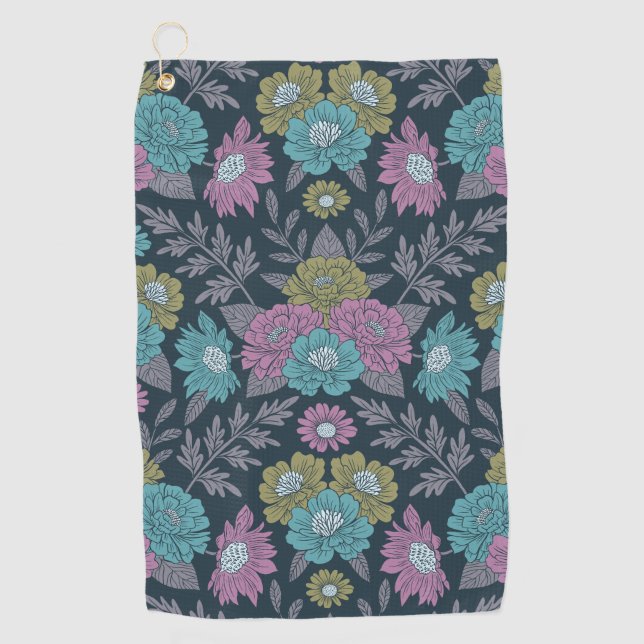 Dunkelblau, grün und Lila Golfhandtuch (Vorderseite)