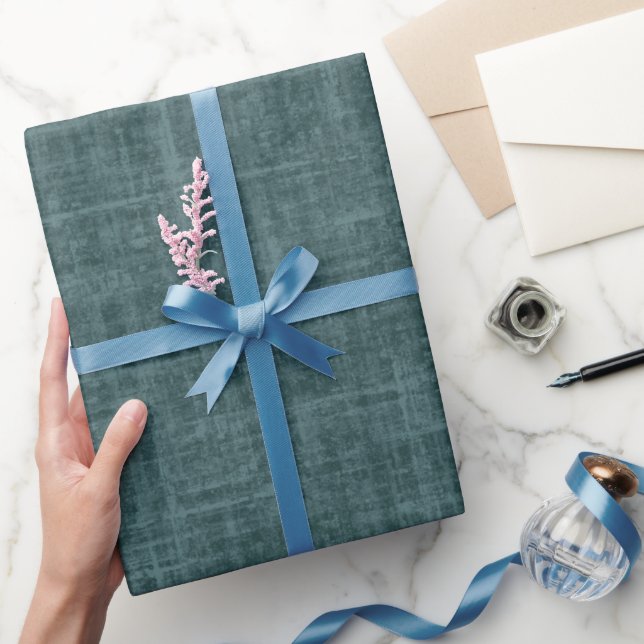 Dunkelblau Grüner Leinen Geschenkpapier (Schenken)