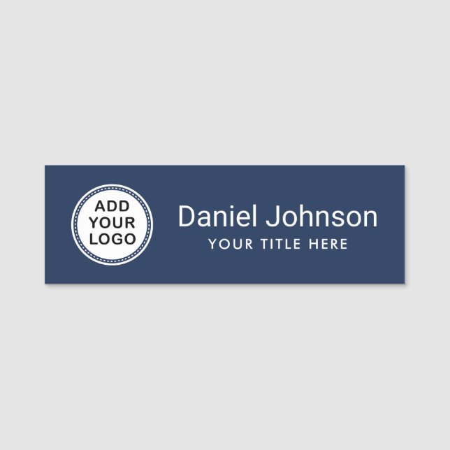 Dunkelblau hinzufügen Custom Logo Business Mitarbe Namensschild (Vorderseite)