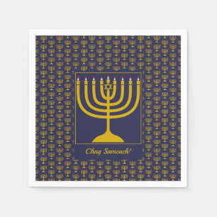 Dunkelblau individuell anpassbar Hanukkah MENO Serviette