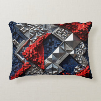 Dunkelblau Lebhaft Rot Silber Mikro-Mosaik 3D Dekokissen