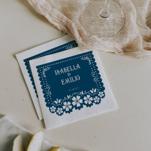 Dunkelblau Mexikanische Papel-Picado-Hochzeit Serviette
