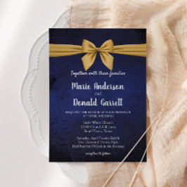 Dunkelblau mit Gold Bow Hochzeitseinladung Save The Date