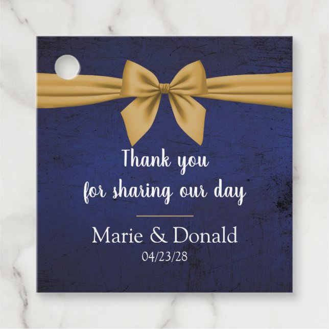 Dunkelblau mit Goldbow-Zoll Geschenkanhänger (Vorderseite)